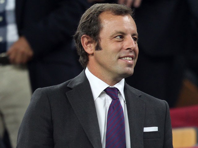 Barcelona president Sandro Rosell in the stands during his sides match with Viktoria Plzen on 19 October, 2011