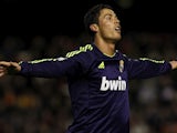 Real Madrid star Cristiano Ronaldo celebrates a goal against Valencia on January 20, 2013