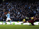 City midfielder David Silva opens the scoring against Fulham on January 19, 2013