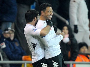 Fulham player Kieran Richardson celebrates scoring a late equaliser in his sides FA Cup third round replay on January 15, 2013