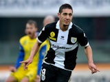 Parma's Ishak Belfodil celebrates after scoring the opener against Chievo on January 20, 2013