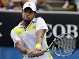 Jo-Wilfried Tsonga in action in the second round at the Australian Open on January 17, 2013