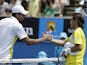 Jo-Wilfried Tsonga shakes hands with Japan's Go Soeda after their match on January 17, 2013