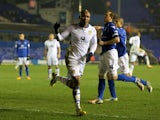 Leeds United forward El-Hadji Diouf celebrates scoring his sides second goal against Birmingham City on January 15, 2013