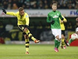 Dortmund's Mario Gotze scores a goal against Werder Bremen on January 19, 2013