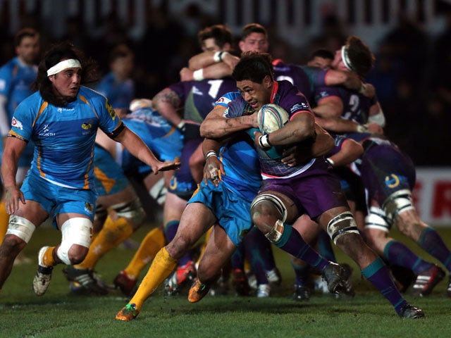 Newport Gwent Dragon's Toby Faletau during his sides match against London Wasps on January 17, 2013