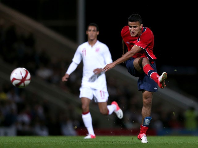 Norway's Omar Elabdellaoui shoots during his sides match at the UEFA European Under 21 Championship on September 10, 2012