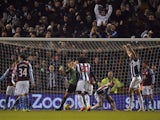 West Brom's Peter Odemwingie scores a late equaliser against Aston Villa on January 19, 2013