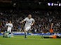 Karim Benzema celebrates scoring for Real Madrid in their Copa del Rey clash with Valencia on January 15, 2013