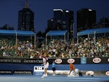 Frenchman Richard Gasquet serves during his second round victory at the Australian Open on January 17, 2013