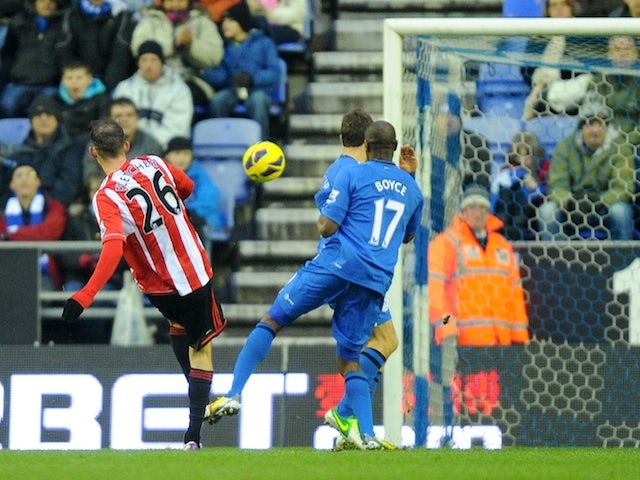 Sunderland forward Steven Fletcher scores against Wigan on January 19, 2013