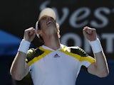 Britain's Andy Murray celebrates after defeating Ricardas Berankis in the third round of the Australian Open tennis championship on January 19, 2013