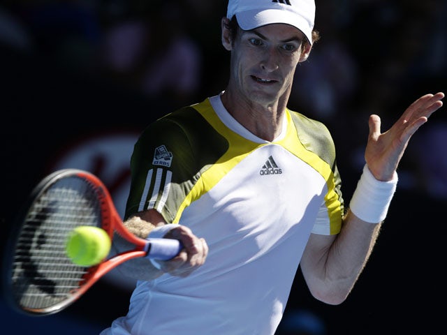 Britain's Andy Murray hits a forehand return during his third round match at the Australian Open tennis championship on January 19, 2013