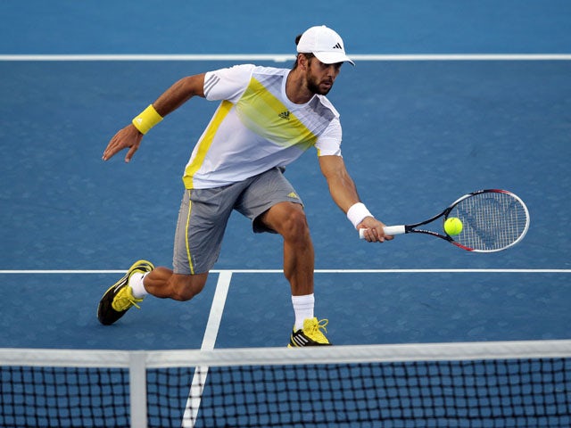 Spaniard Fernando Verdasco in action during his second round encounter with Xavier Malisse at the Australian Open tennis championship on January 16, 2013