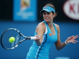 Germany's Julia Goerges plays a shot during her third round match against Zheng Jie at the Australian Open tennis championship on January 18, 2013