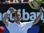 Frenchman Richard Gasquet celebrates after defeating Ivan Dodig in the third round at the Australian Open tennis championship on January 19, 2013