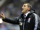 Middlesbrough manager Tony Mowbray on the touchline during the match against Leicester on January 18, 2013