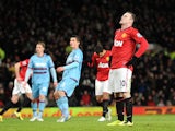 Wayne Rooney moments after missing a penalty during the FA Cup third round replay against West Ham on January 16, 2013