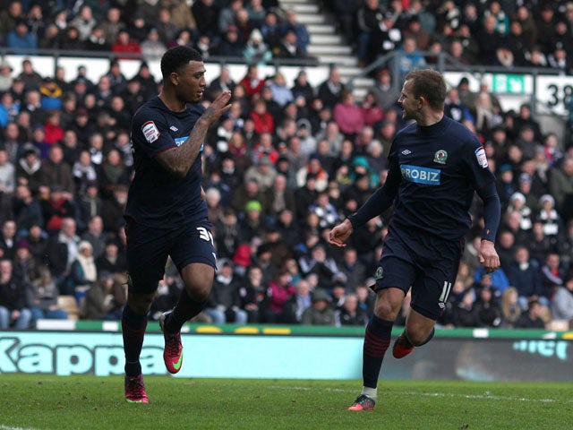 Blackburn Rovers' Colin Kazim-Richards celebrates scoring his sides first goal against Derby Country on January 26, 2013