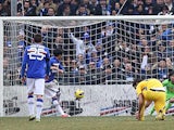 Sampdoria's Citadin Martins Eder scores the opening goal against Pescara on January 27, 2013