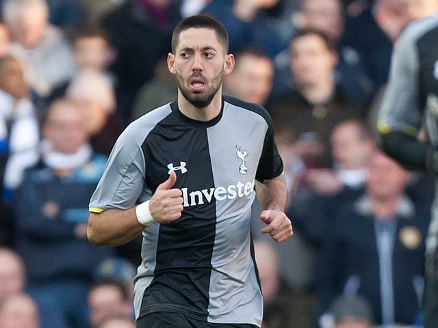 Clint Dempsey celebrates as he grabs a goal back for his team in the FA Cup fourth round tie against Leeds on January 27, 2013