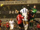 David de Gea clears the ball during the game against Spurs on January 20, 2013