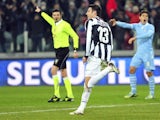 Juve forward Federico Peluso celebrates his Coppa Italia strike against Lazio on January 22, 2013