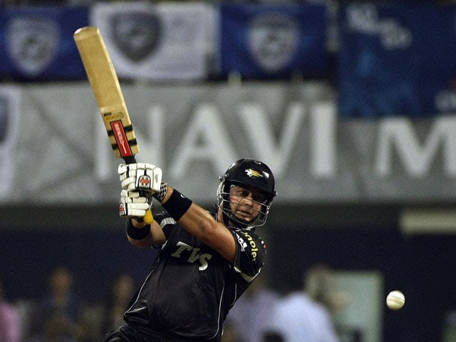 Batsmen Jesse Ryder of the Pune Warriors hits a shot during the Indian Premier League on May 16, 2011