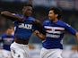 Sampdoria's Pedro Mba Obiang celebrates scoring his team's third goal against Pescara on January 27, 2013