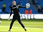 Manchester City goalkeeper Richard Wright warms up before his sides match against Sunderland on October 6, 2012