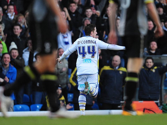 Ross McCormack celebrates scoring his team's second in the FA Cup fourth round tie against Tottenham on January 27, 2013