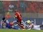Cape Verde's Ryan Mendes scores a goal against Angola on January 27, 2013