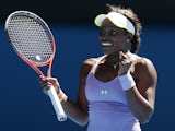 American Sloane Stephens makes a fist following her quarter-final defeat of Serena Williams on January 23, 2013