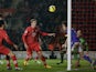 Everton defender Leighton Baines clears a shot off the line during his sides match with Southampton on January 21, 2013