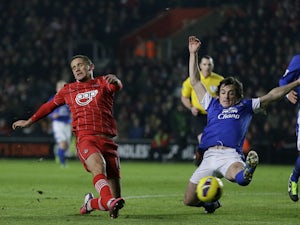 Southampton's Gaston shoots at goal during his sides match with Everton on January 21, 2013