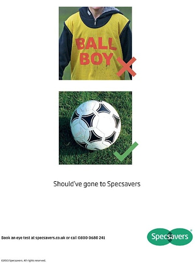 Specsavers advert mocking the ball boy incident on January 25, 2013