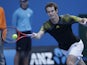 Britain's Andy Murray hits a forehand return during his fourth round match with Gilles Simon at the Australian Open tennis championship on January 21, 2013