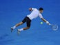 Novak Djokovic in action during his quarterfinal match  at the Australian Open tennis championship on January 22, 2013