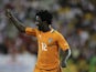 Ivory Coast forward Wilfred Bony celebrates a goal against Angola on January 30, 2012