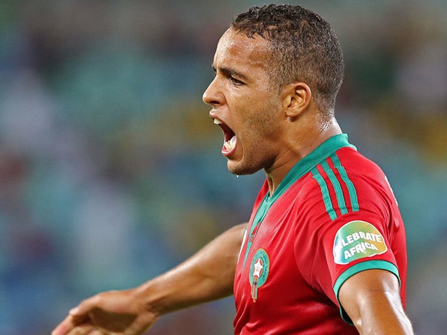 Morocco's Youssef El Arabi celebrates scoring the equaliser in the Africa Cup of Nations match against the Cape Verde Islands on January 23, 2013