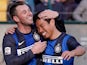 Inter's Antonio Cassano is congratulated by team mate Yuto Nagatomo after scoring the equaliser against Siena on Febraury 3, 2013
