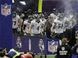 Baltimore Ravens take to field at the Superbowl on February 3, 2013