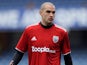 Baggies goalie Boaz Myhill warming up before the game with QPR on January 5, 2013