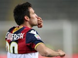 Bologna player Robert Acquafresca celebrates after scroing for Bologna on March 4, 2012