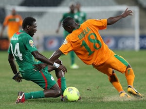 Action shot from Burkina Faso v Zambia on January 29, 2013