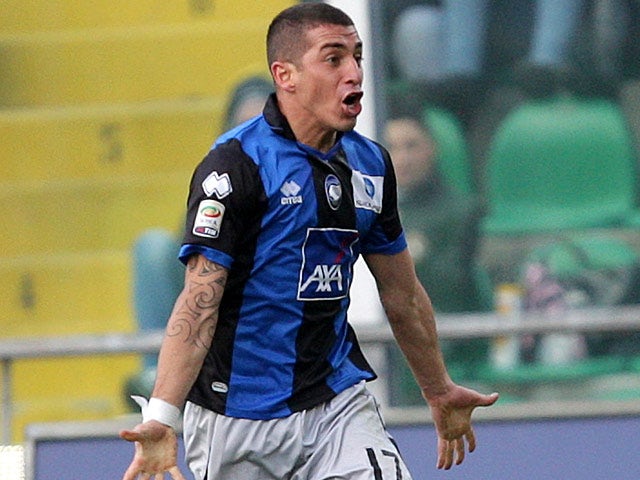 Atalanta's Carlos Carmona celebrates his goal against Palermo on February 3, 2013