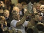 England skipper Chris Robshaw lifts the Calcutta Cup after victory over Scotland on February 2, 2013