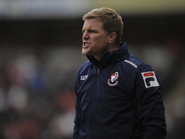 Bournemouth boss Eddie Howe on the touchline at MK Dons on February 2, 2013