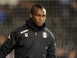 On loan Arsenal midfielder Emmanuel Frimpong warms up for Fulham against West Ham on January 30, 2013