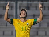 Felipe Anderson celebrates scoring for his country on January 16, 2013